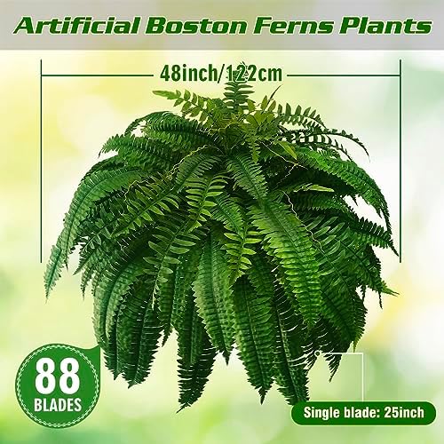 WAYNHUI 48 Inch Boston Fern Bush Artificial Plants