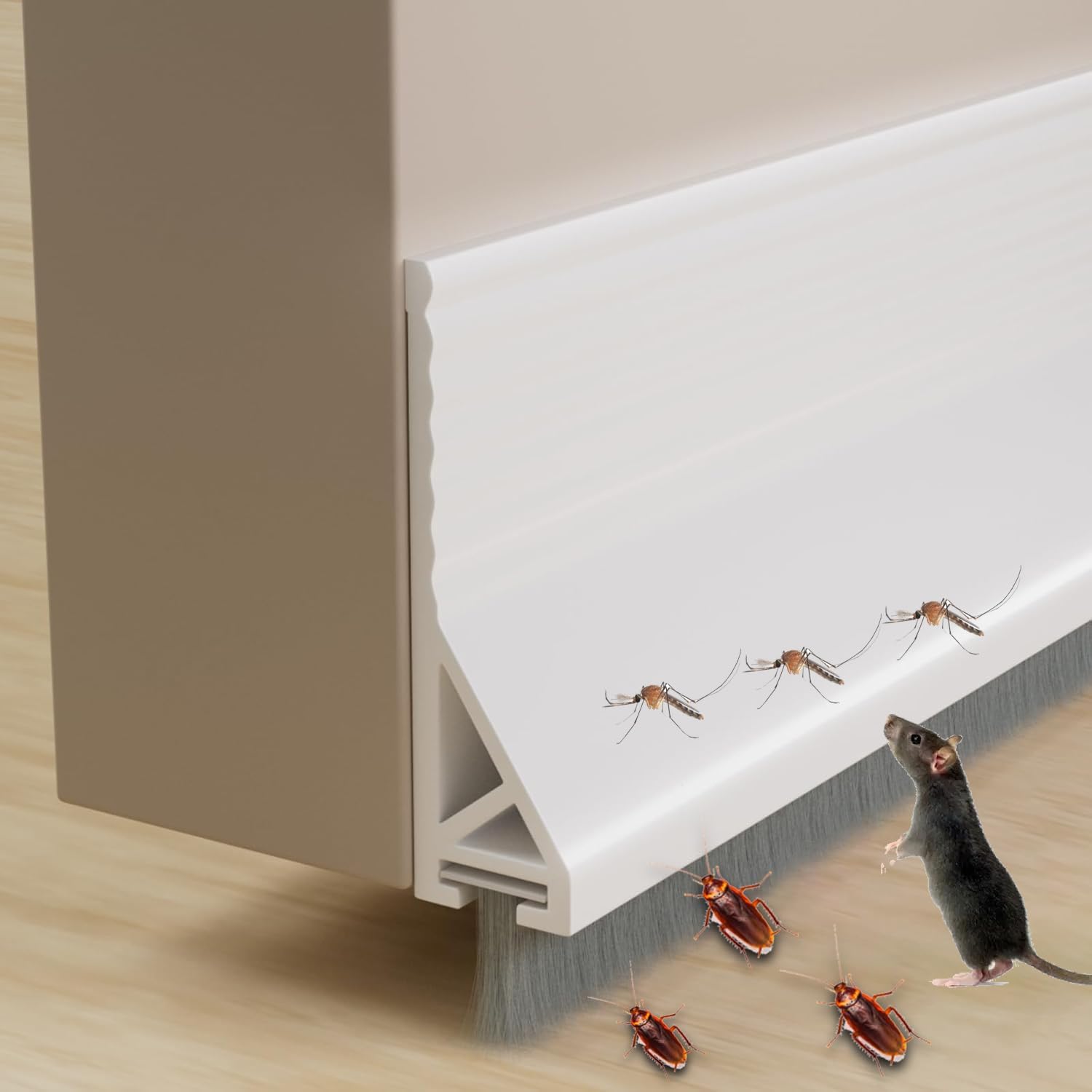 2 PCS Door Draft Stopper with Brush Self Adhesive White
