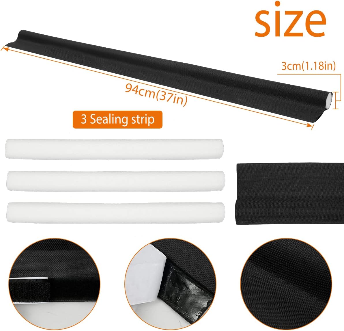 Under Door Draft Stopper 37 Inch Reusable Door Seal