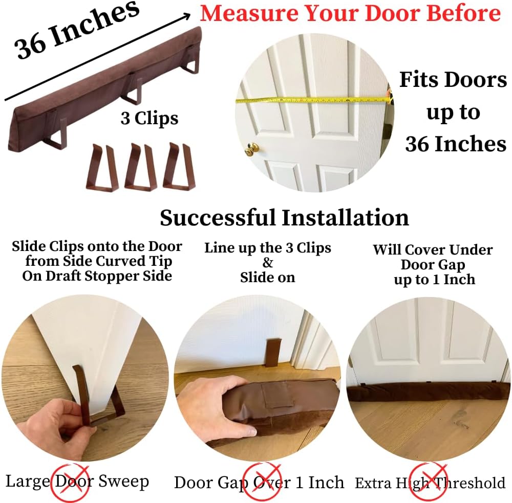 Evelots Cold Hot Air Door Draft Stopper 36 Inch Wide