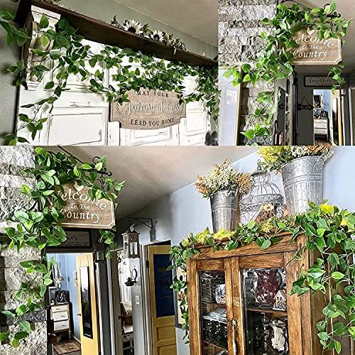 HANDIC Artificial Hanging Plants 2pc Green Ivy Faux Plant Set