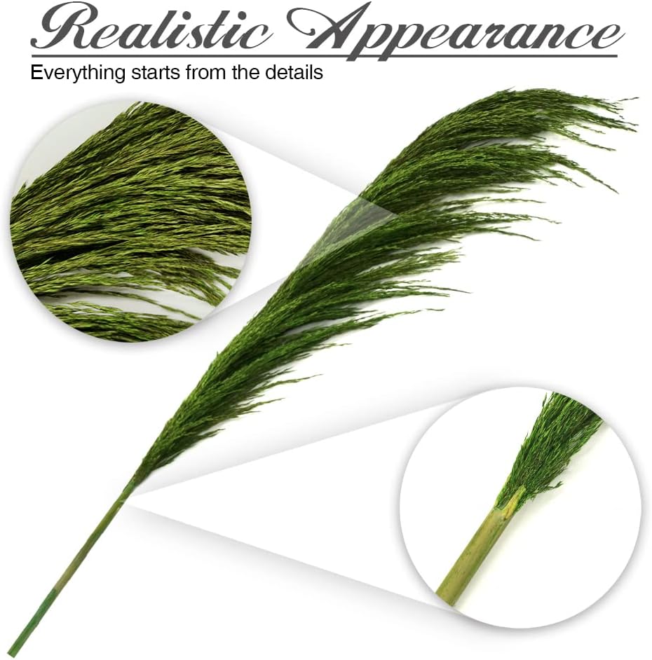 Green Pampas Grass Decor 4pcs 433 Inch Tall Artificial Plant with Natural Dried Flower Aroma