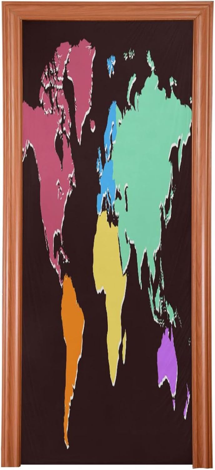 Susiyo Colorful World Map Halloween Door Cover