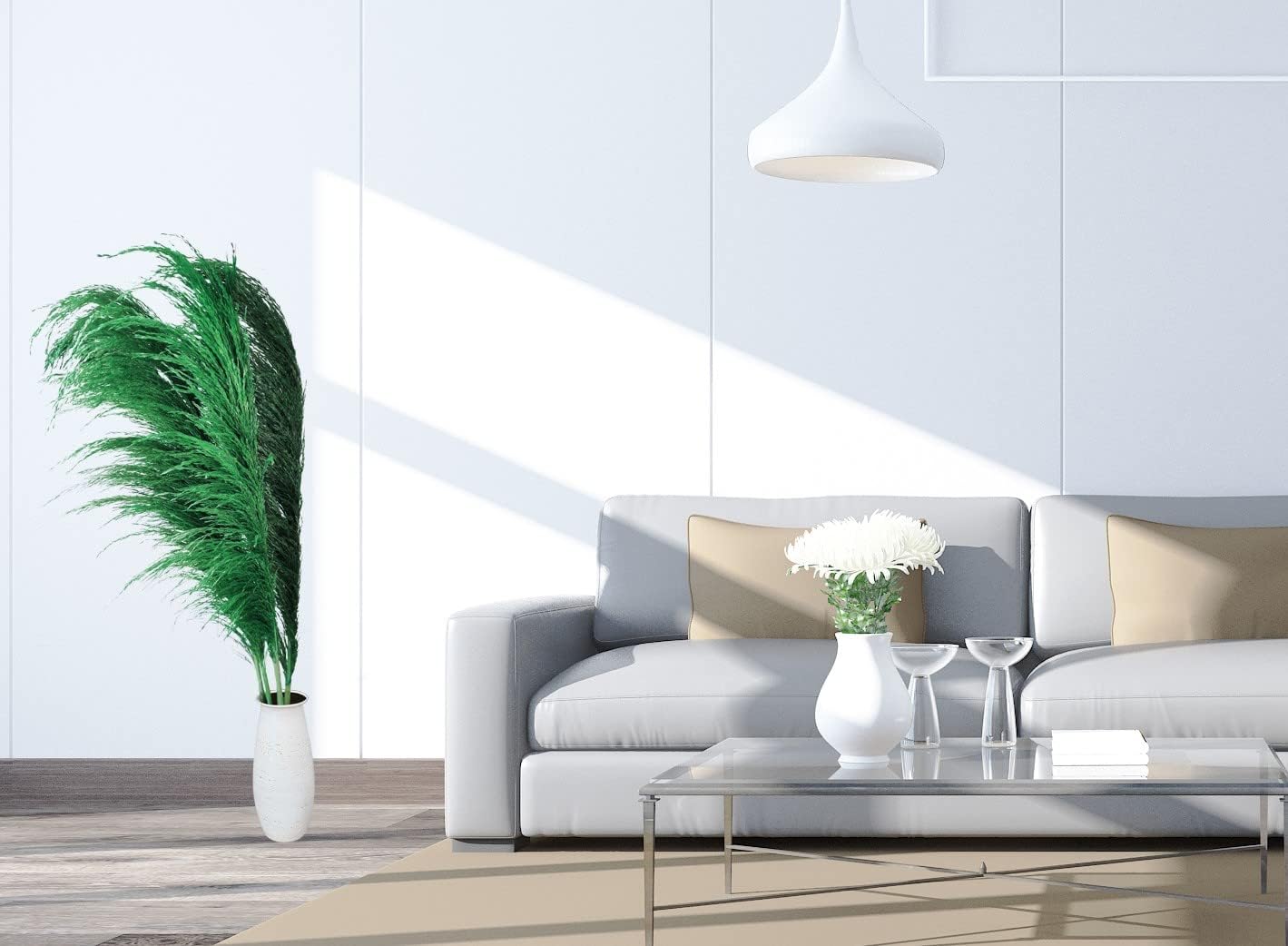 Green Pampas Grass Decor 4pcs 433 Inch Tall Artificial Plant with Natural Dried Flower Aroma