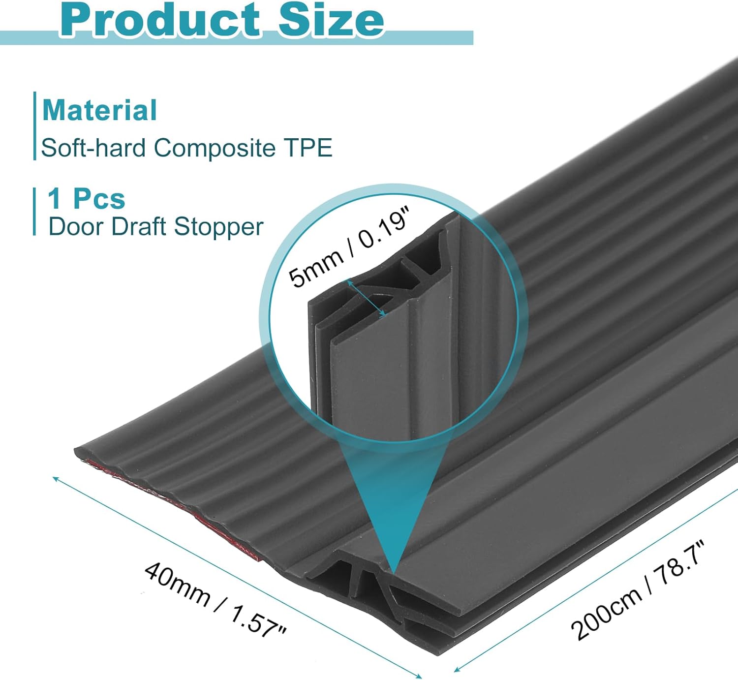 Uxcell Door Draft Stopper Black Gray 66ft x 157in Weather Stripping Seal