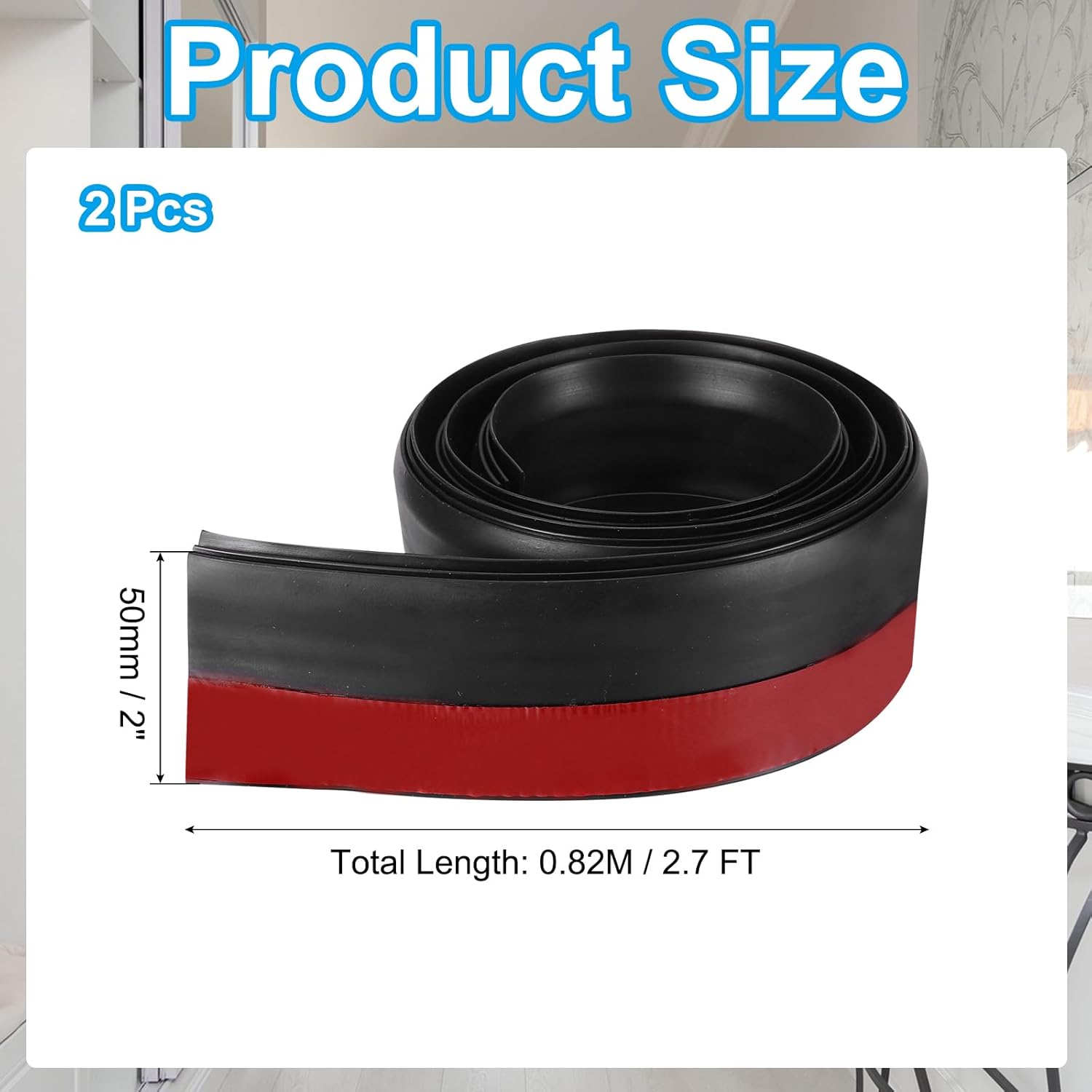 PATIKIL Door Draft Stopper 2 Pack Black 2 Inch Wide