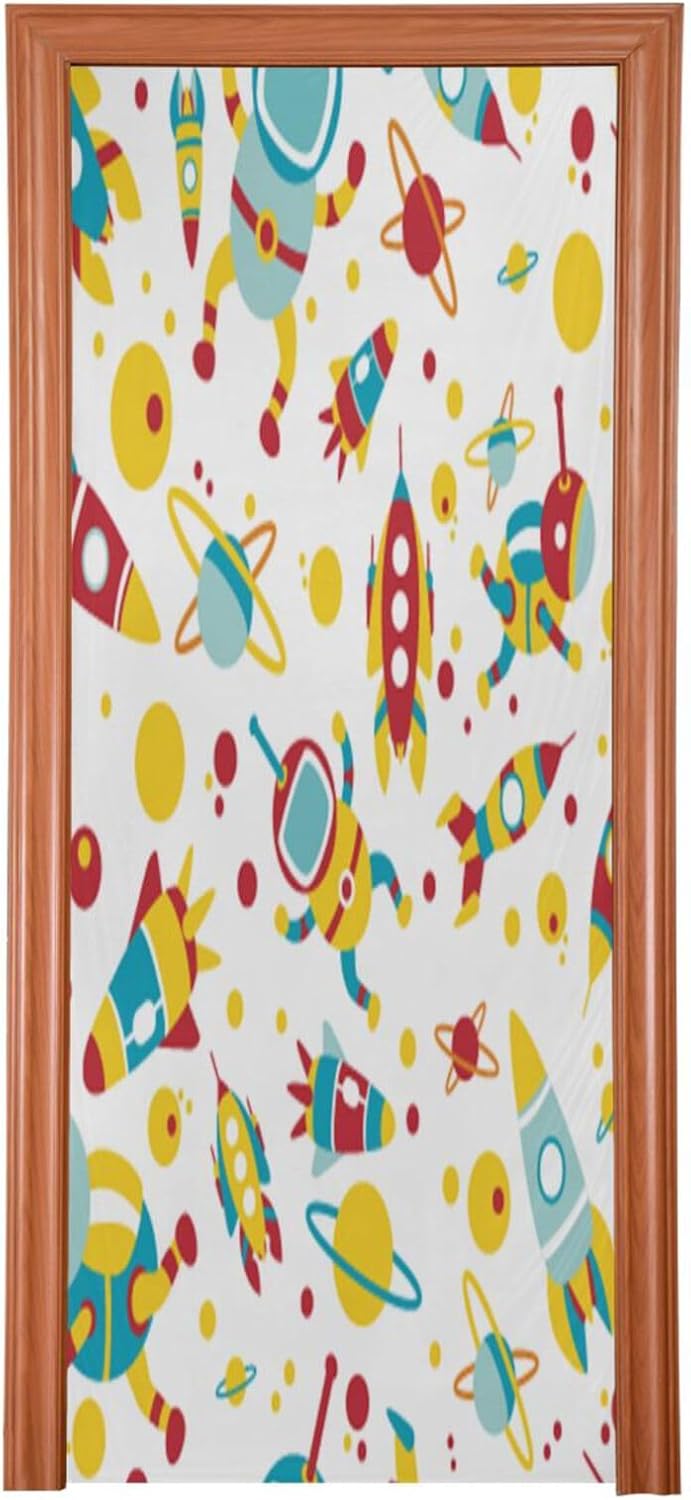 Susiyo Cartoon Spaceship Halloween Door Cover Stretch Fabric 32x79 in