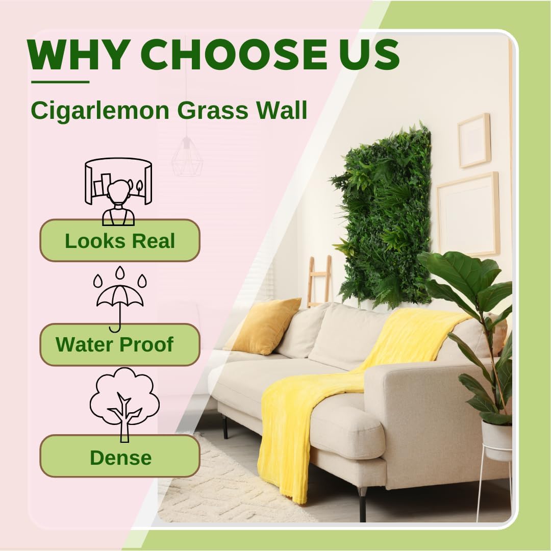 Artificial Green Wall Panels 20x20 for Privacy Fence and Indoor Outdoor Decor 6 Pack