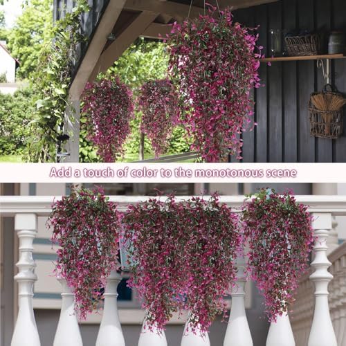 Artificial Hanging Plants 4pcs 33 Inch Faux Ivy Vine UV Resistant Purple Red