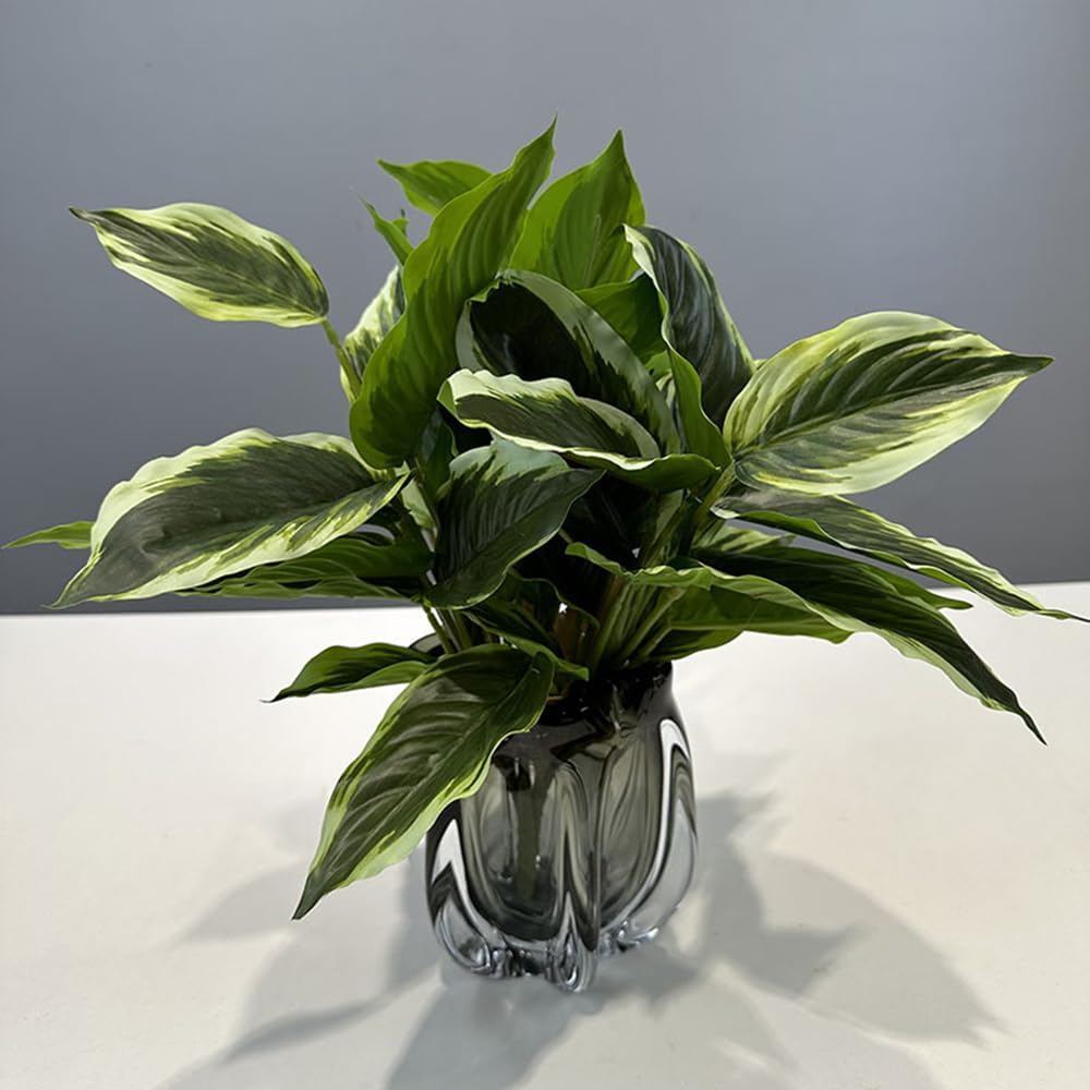 2 Pack Variegated Hosta Artificial Plants 1771in UV Resistant Greenery