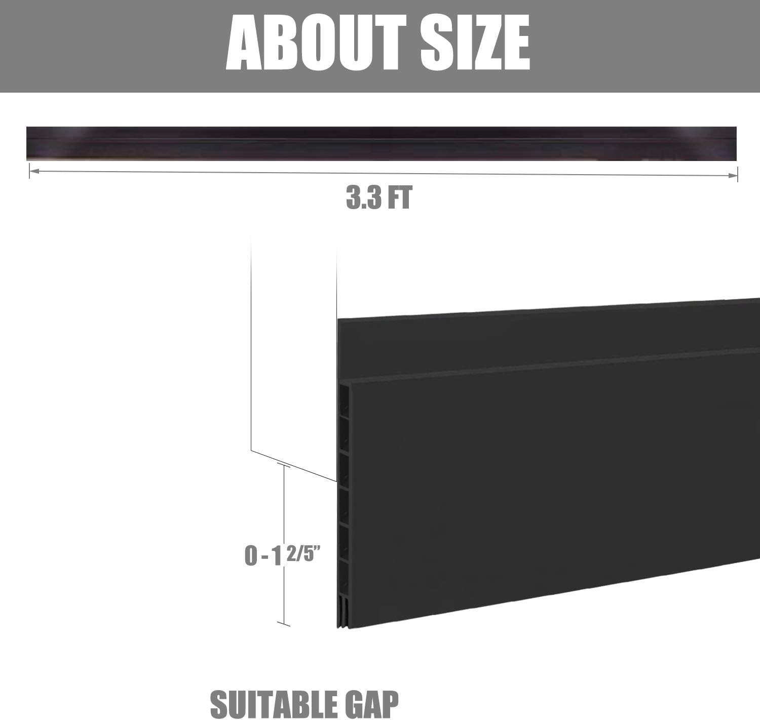 Suptikes Upgraded Door Draft Stopper for Large Gap 3 W x 37 L Black