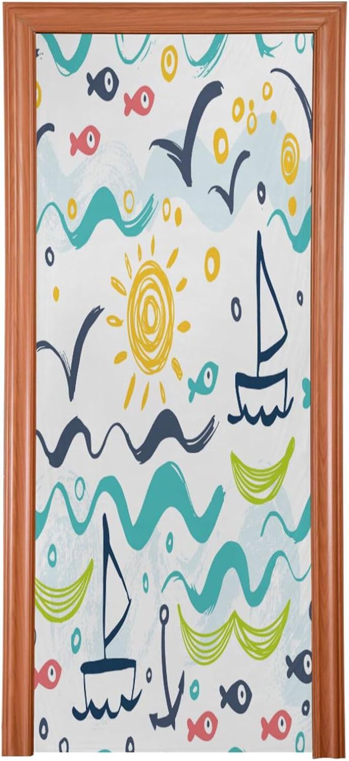 Susiyo Red Fish and Sun Halloween Door Cover