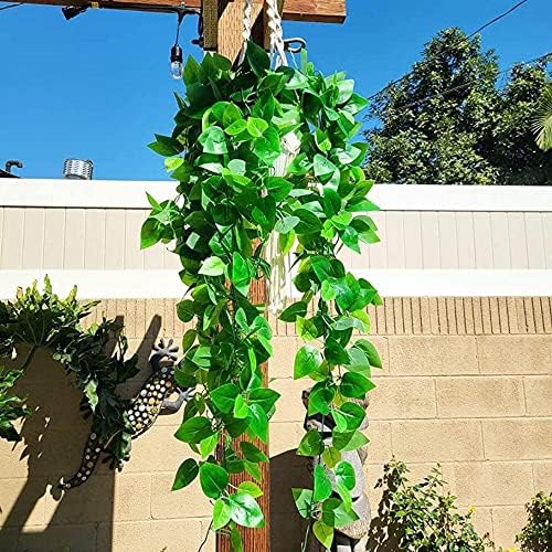 HANDIC Artificial Hanging Plants 2pc Green Ivy Faux Plant Set
