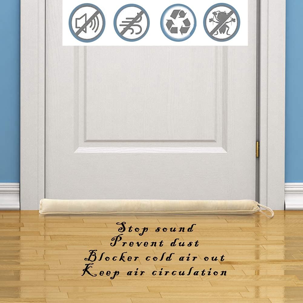 DreamQuil Under Door Draft Stopper 36 inch Cream White