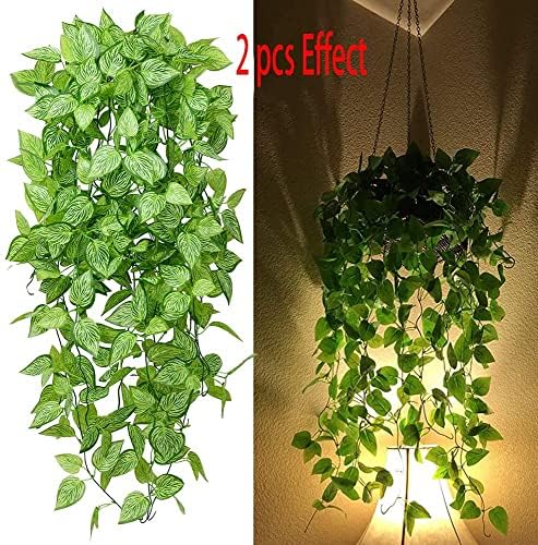 HANDIC Artificial Hanging Plants 2pc Green Ivy Faux Plant Set
