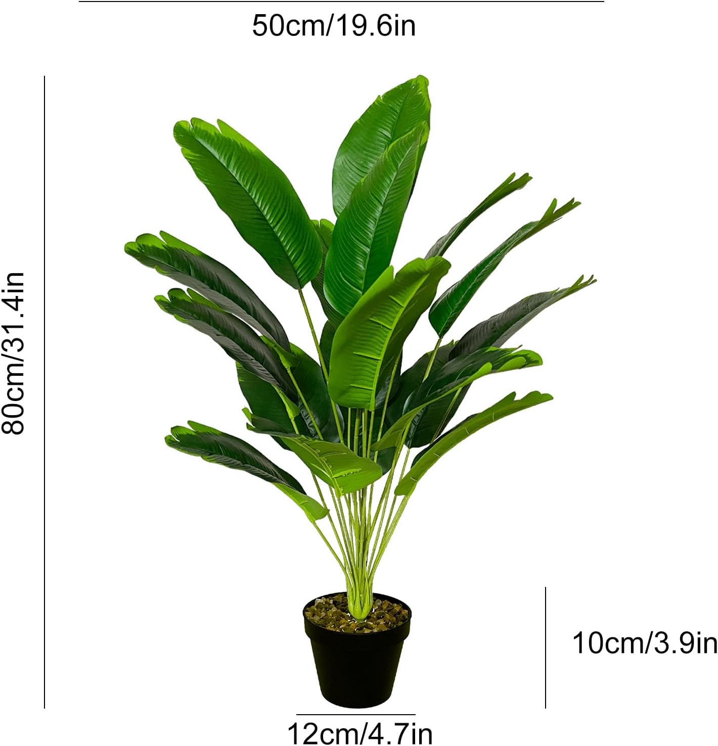 Ozizley Fake Palm Plant Artificial Tree 31 Green Pot Decor