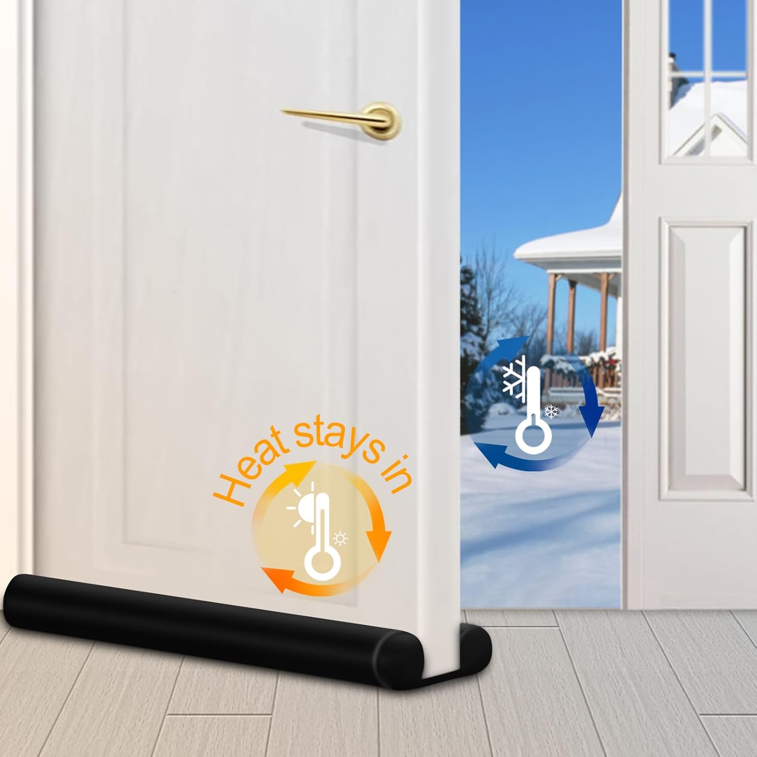 MAXTID Door Draft Stopper for 30 Inch Interior Doors Black Door Draft Blocker Fits 05 to 12 Inch Gaps