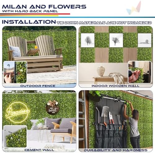 5 Packs 18x18 Artificial Plant Panels with Hard Back Faux Greenery Wall Decor