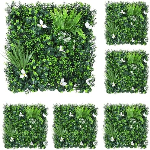 Euker Artificial Grass Wall Panels 6PCS 20x20 Inch DIY Flower Wall Decor