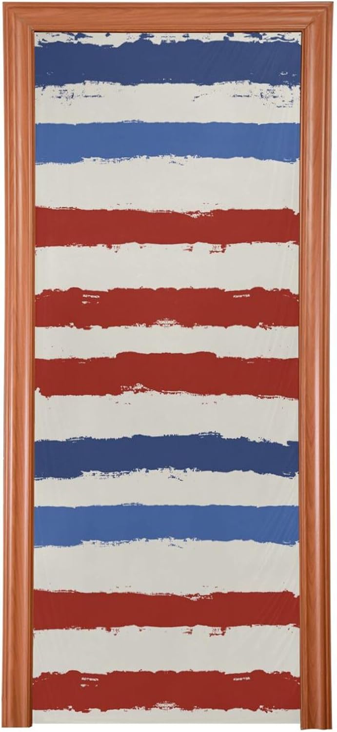 Susiyo Halloween Door Cover Red Blue Striped 32x79 In