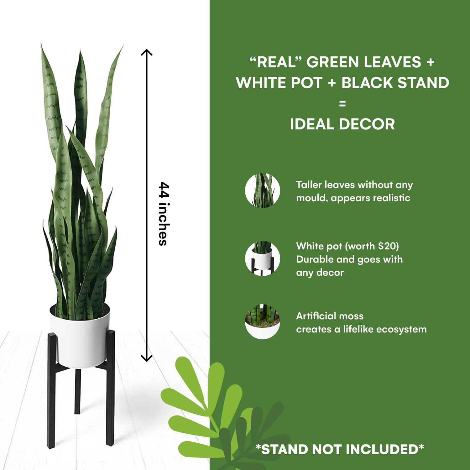 Flybold Artificial Snake Plant with 28 Leaves 36in