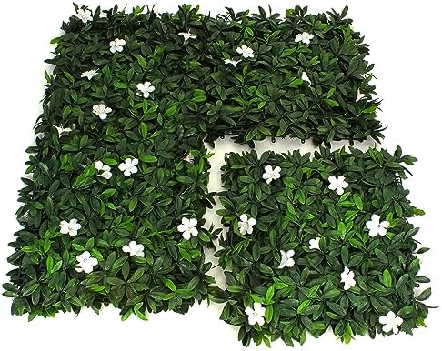 3rd Street Inn Artificial Hedge Wall Panel - 12 Panels White Cuckoo Flower