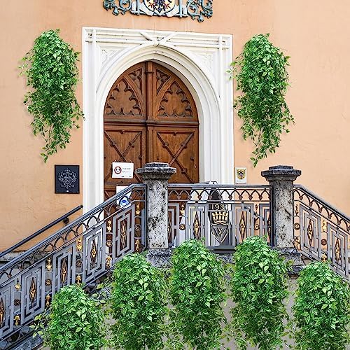 Hoteam 12 Pcs Artificial Hanging Plants Fake Ivy Vines with Green Leaves for Indoor Outdoor Walls Decor