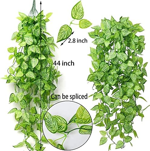 HANDIC Artificial Hanging Plants 2pc Green Ivy Faux Plant Set