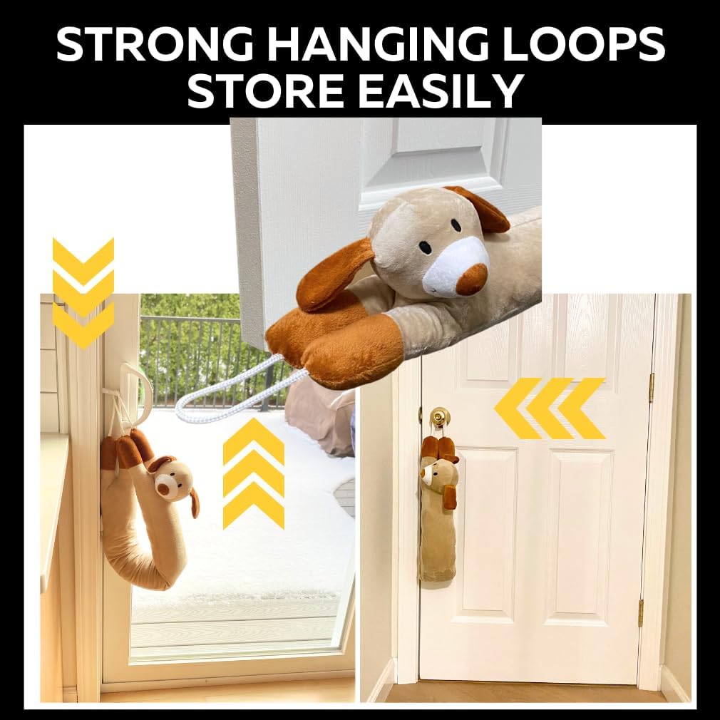 Evelots Under Door Dog Draft Stopper - 38 Inch Heavy Duty Cute Puppy