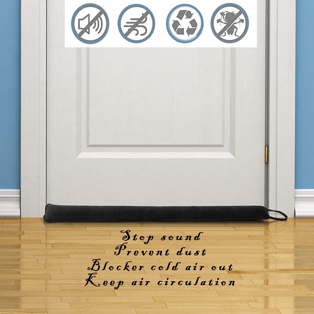 DreamQuil Under Door Snake Draft Stopper - Noise Air Blocker With Heavy Bottom Guard - 36 Inch Ink Black