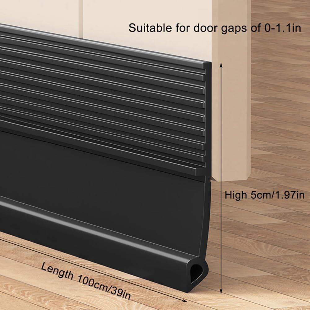 Lifeuping Door Draft Stopper 39in Black TPE Weather Stripping for Exterior and Interior Doors