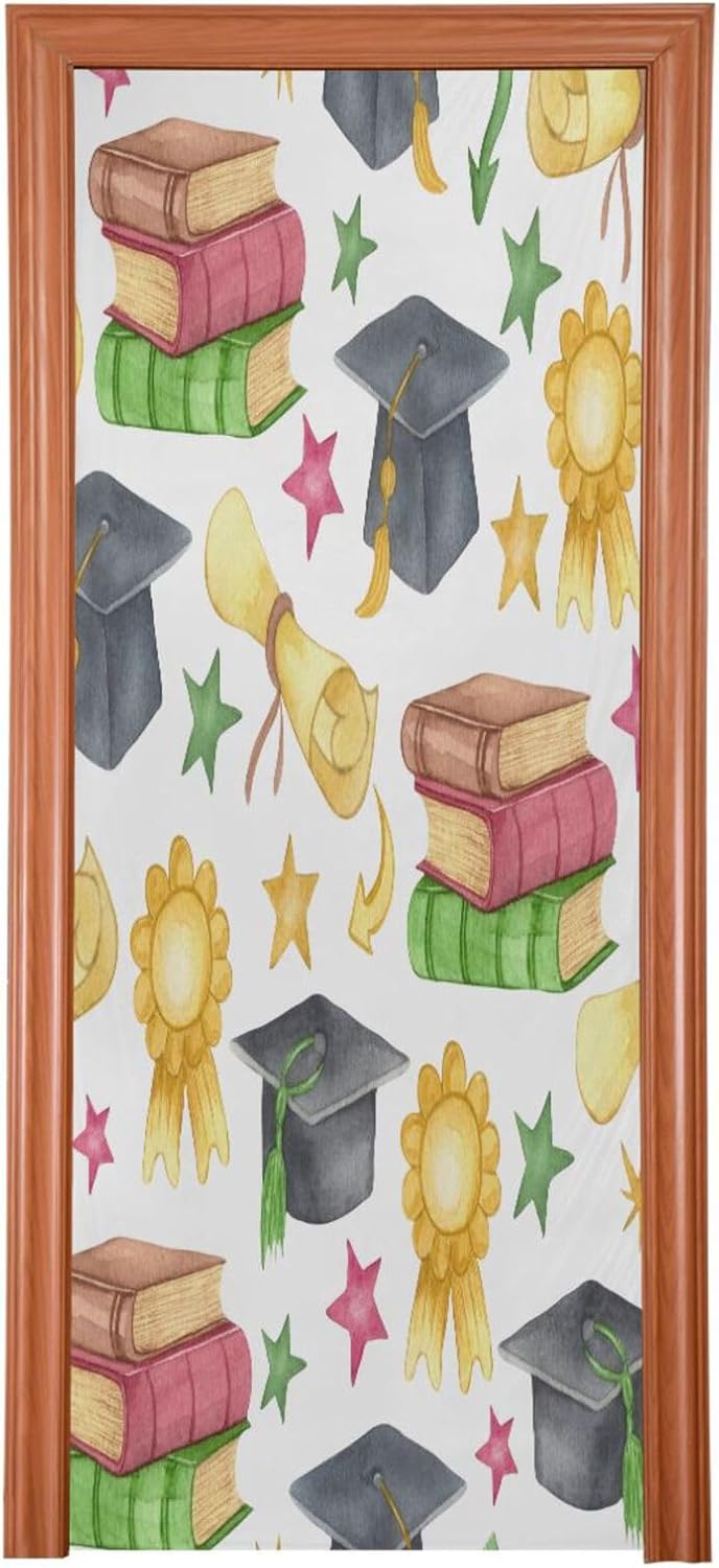 Susiyo Graduation Cap Stars Halloween Door Cover Stretch Fabric Backdrop
