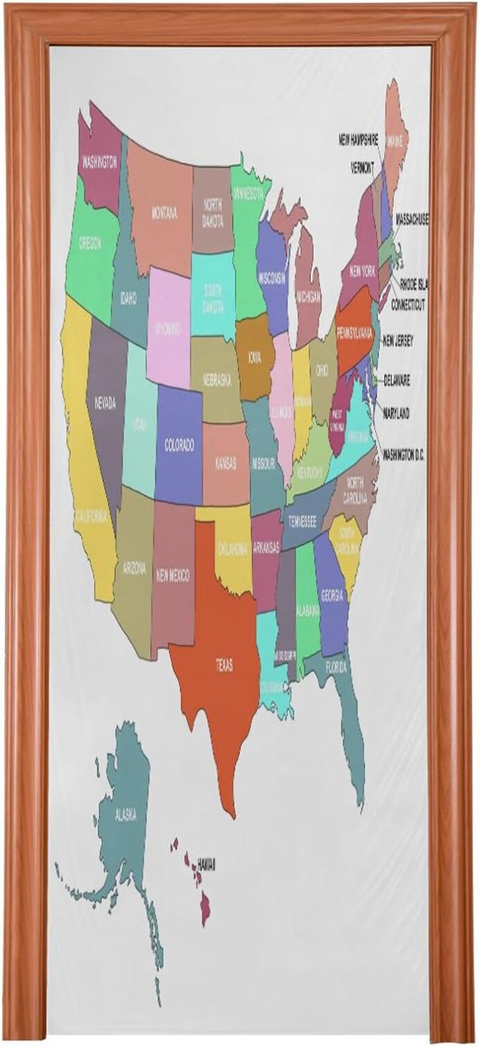 Susiyo Colorful USA Map Halloween Door Cover