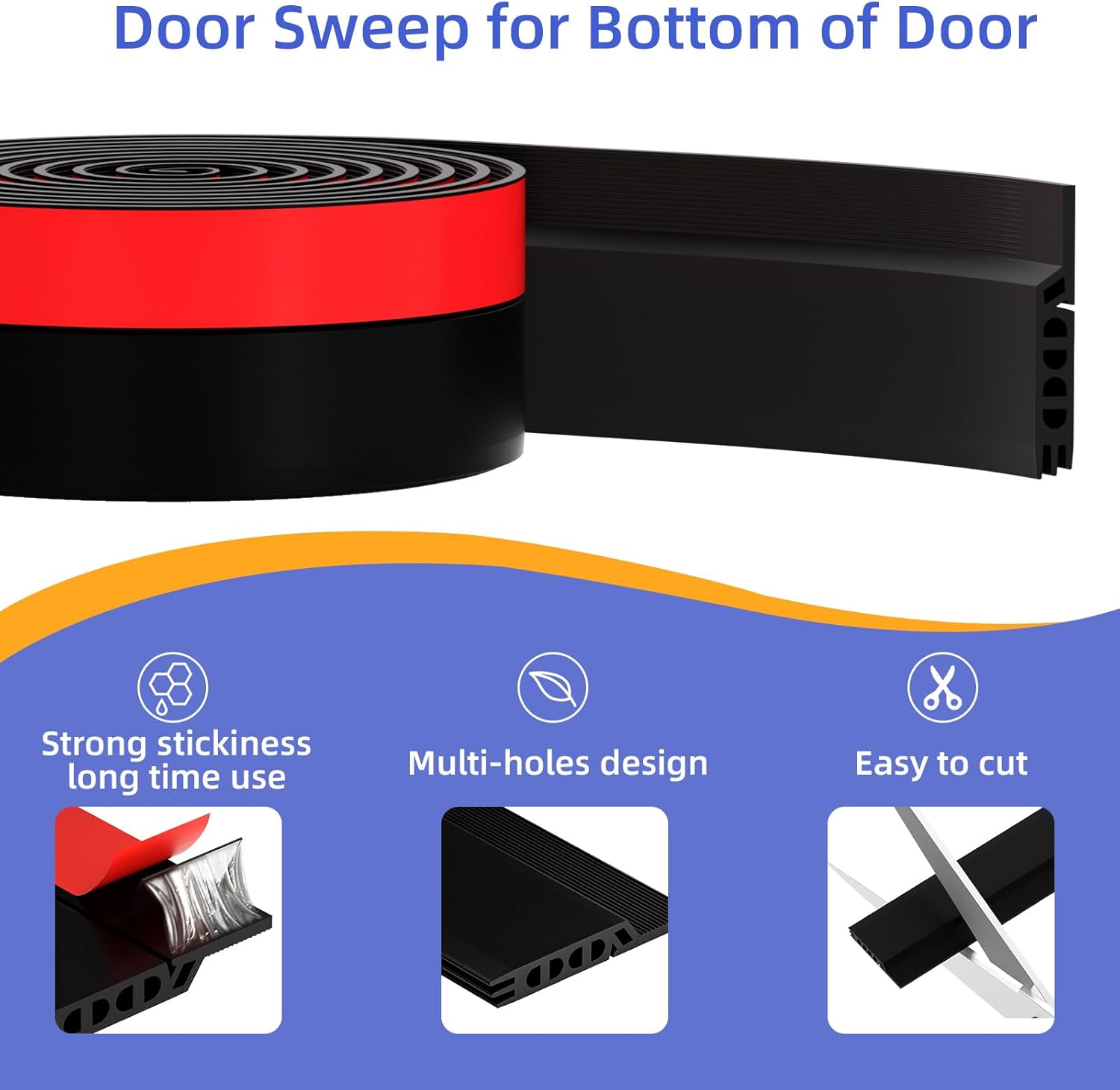 Door Draft Stopper with Adjustable Fit and Heavy Duty Seal