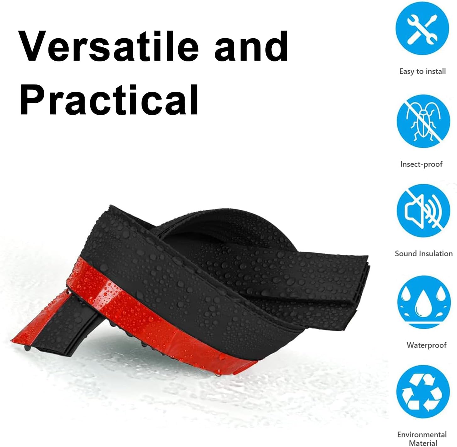 2 PCS Door Draft Stopper Black 2 W x 39 L