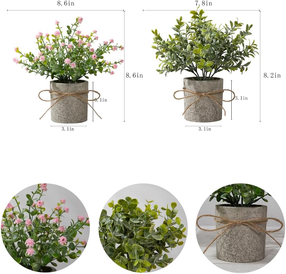 LESING 4 Pack Mini Artificial Potted Plants for Home Office Decor