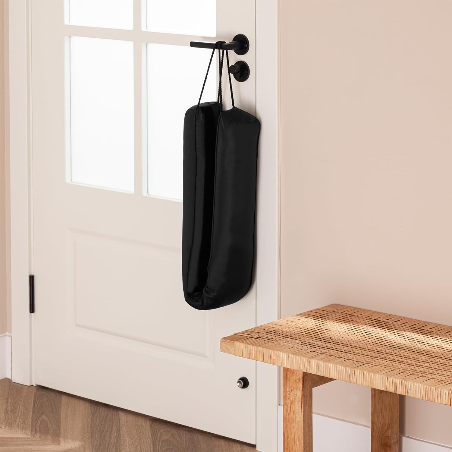 Sunolga 72 Inches Waterproof Draft Stopper with Glass Beads and Cotton Black