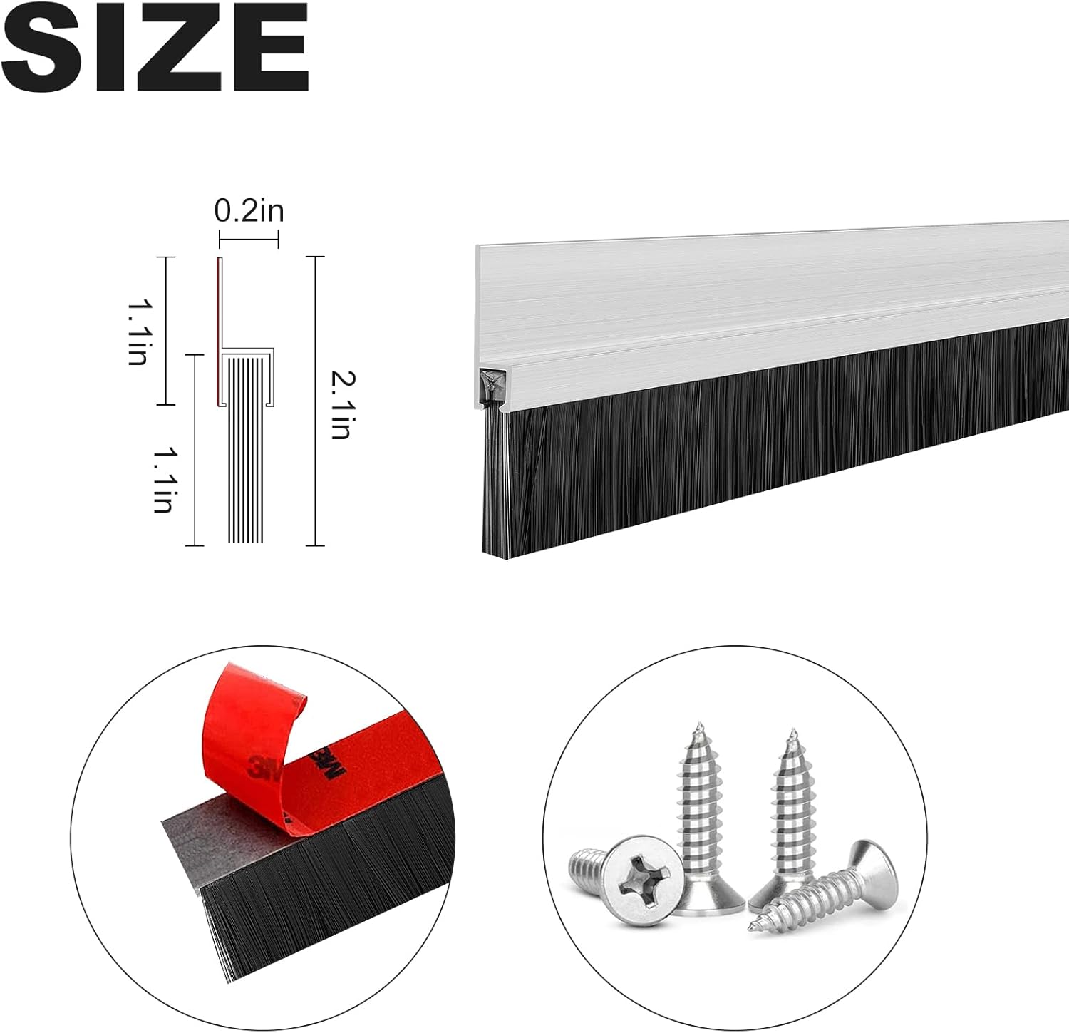 2 Pack Door Draft Stoppers Aluminum Weather Seal 36 Inch