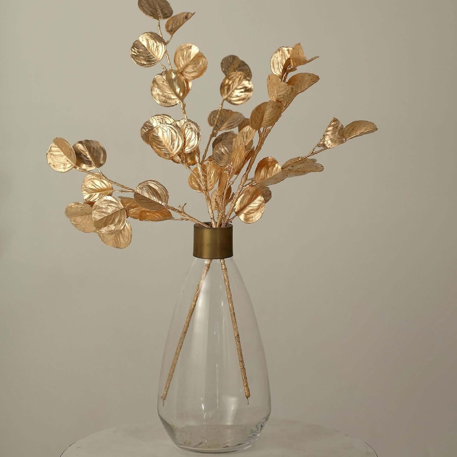 Efavormart 2 Pack 27 Inch Metallic Gold Artificial Eucalyptus Leaf Branches