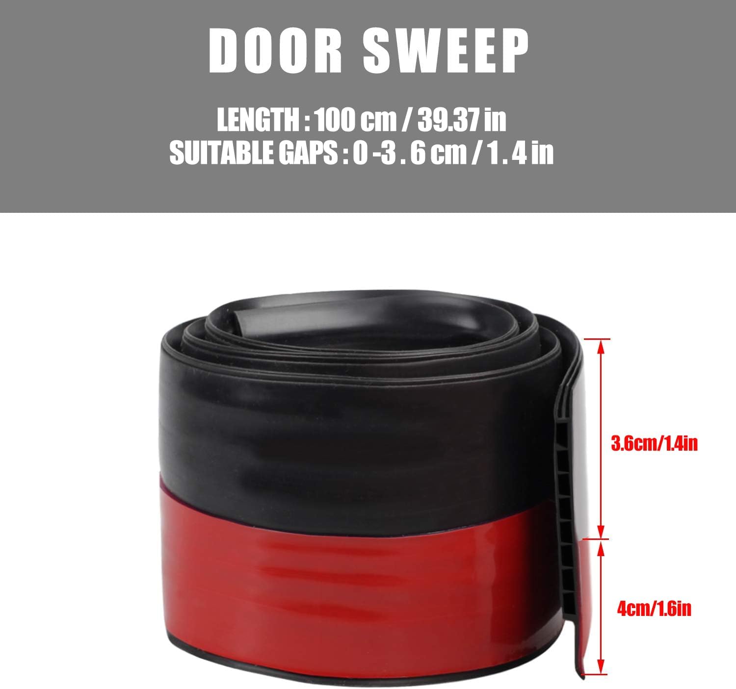 Suptikes Upgraded Door Draft Stopper for Large Gap 3 W x 37 L Black
