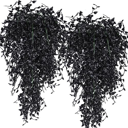 RECUTMS Black Artificial Hanging Plants 4PCS 33in Decor