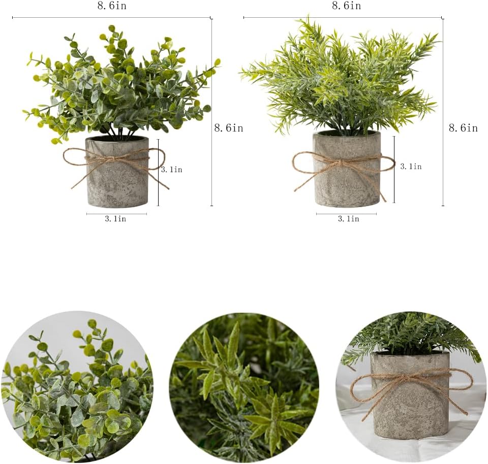 LESING 4 Pack Mini Artificial Potted Plants for Home Office Decor