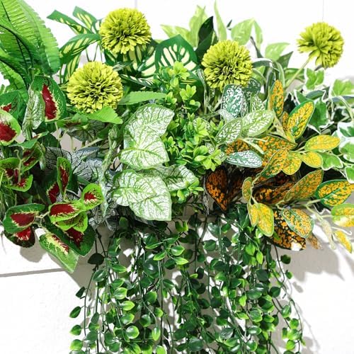 Giegxin 18 Pcs Artificial Plants Set for Outdoor Decor