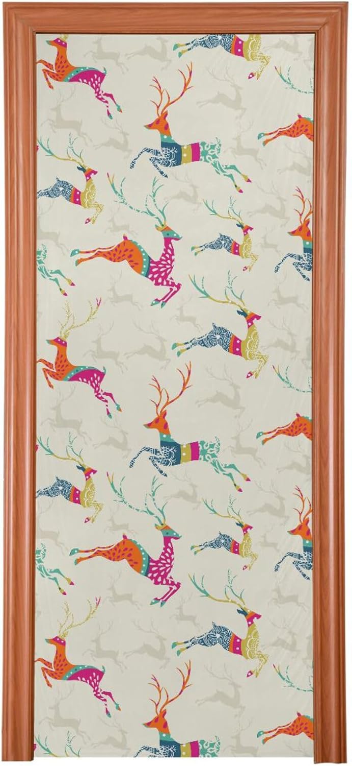 Susiyo Christmas Reindeer Door Cover Decoration 32x79 In