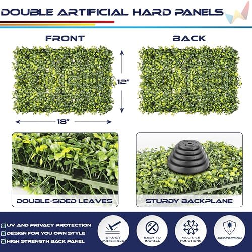 18 x 12 Artificial Double Sided Plant Panel with Hard Back