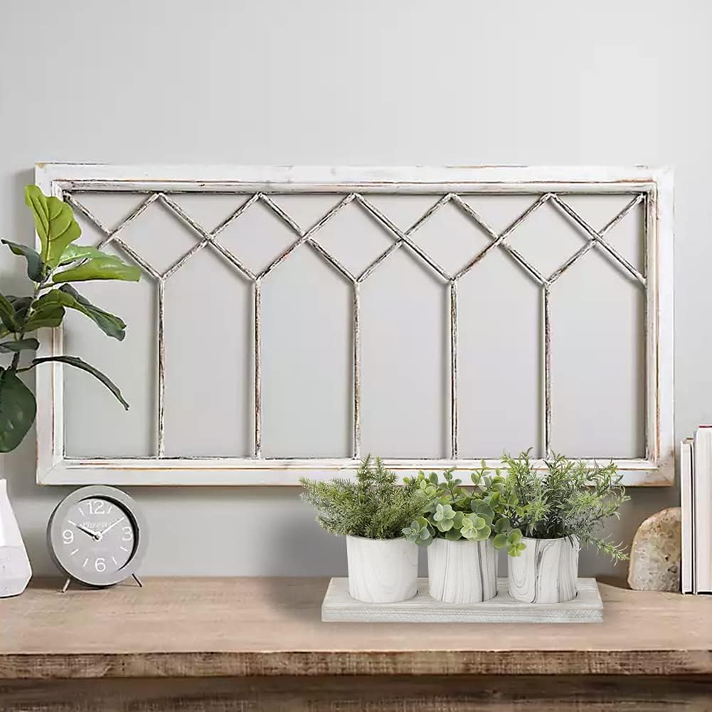 3 Pack Mini Potted Fake Plants Artificial Eucalyptus Rosemary with Wooden Tray Dusty Green Home Decor