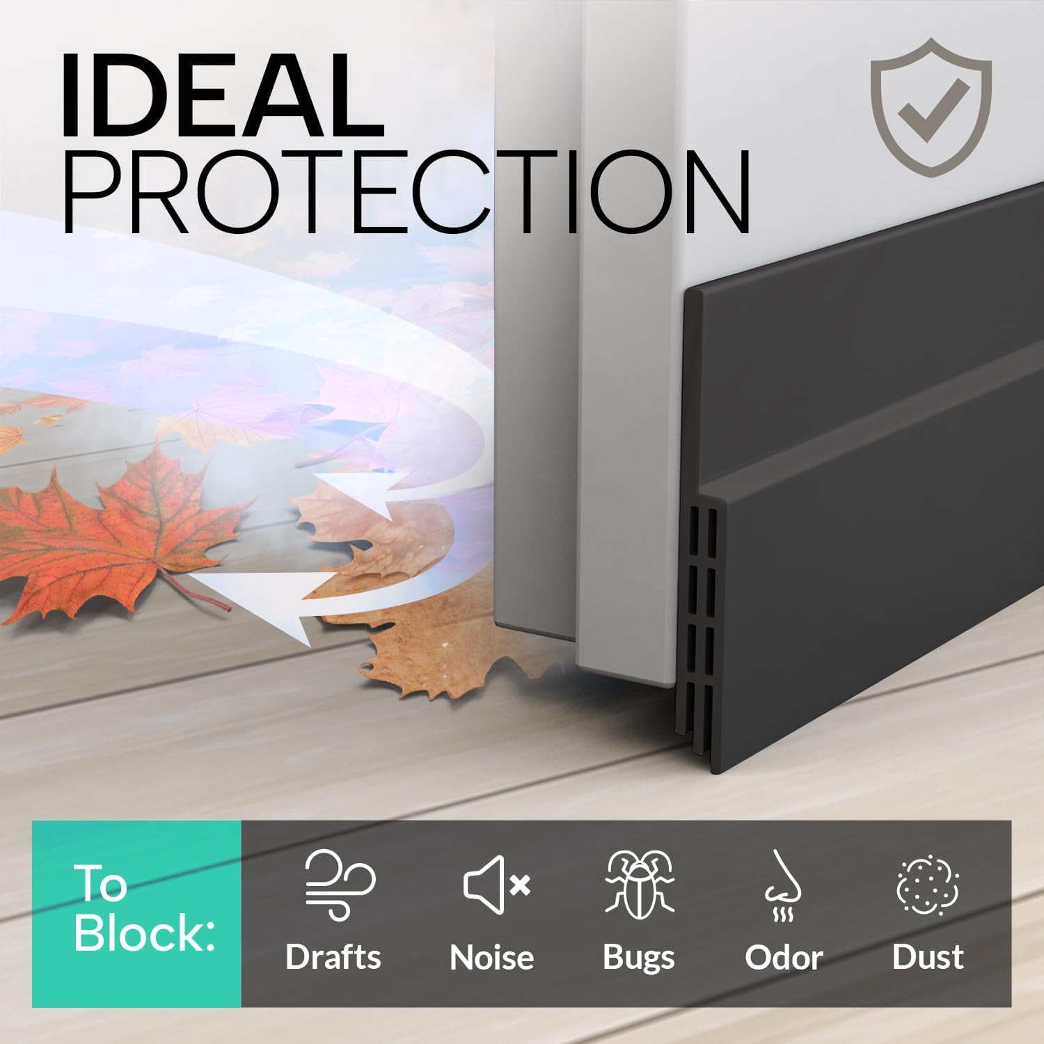 Vellure Door Draft Stopper 1 Black 2x39 Inch
