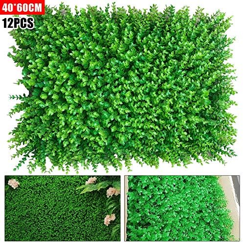 12pcs Green Wall Decor Panels with Lifelike Faux Grass