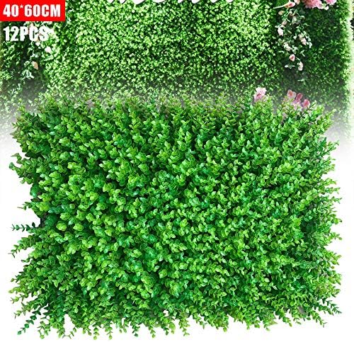 12pcs Green Wall Decor Panels with Lifelike Faux Grass