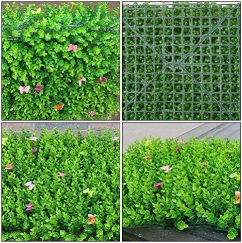 VOSAREA Artificial Boxwood Panels with Butterfly Grass Topiary Hedge Wall Decor